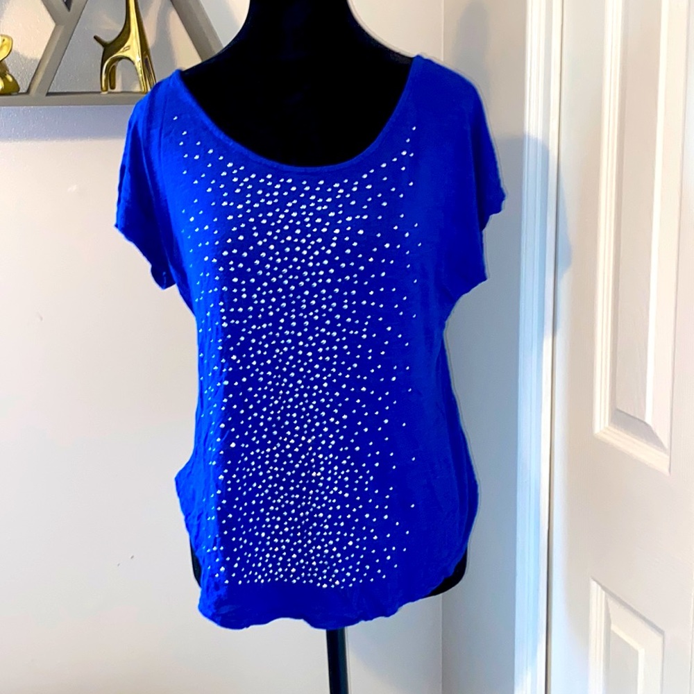 Ladies Top, Blue with sliver accents, Size Large, EUC, no defects no stains